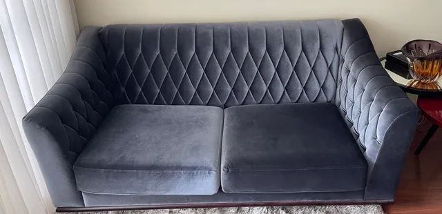 Sofá dois lugares veludo azul  - Foto 2