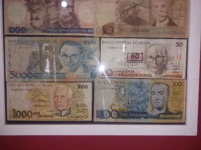 Quadro Cenario C/ 8 Notas Antigas Brasileiras Deco Feng Shui - Foto 3