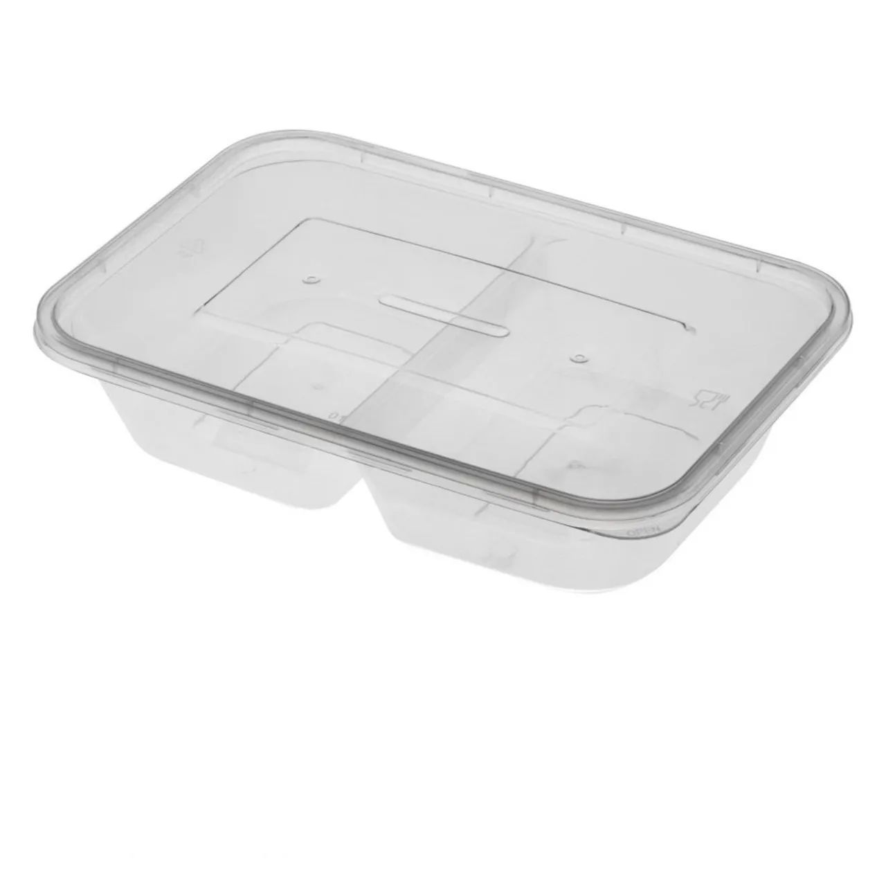 400ml Pote Retangular com divisória e Tampa Transparente PLASTILANIA