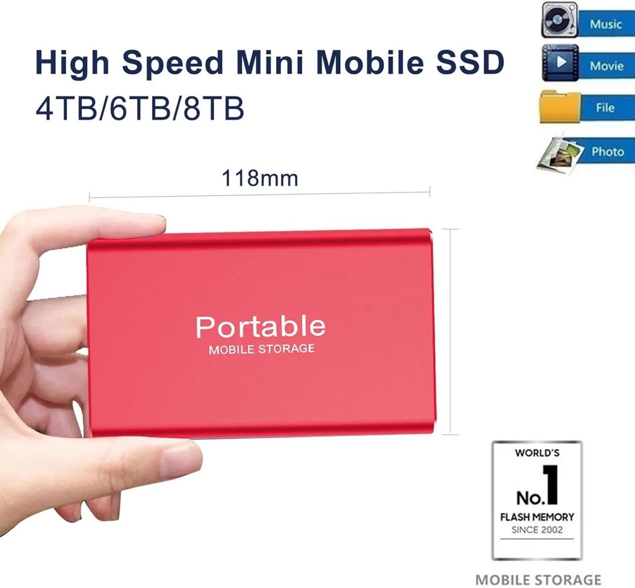 Disco rígido externo portátil USB 3.1, 1TB-16TB, alta velocidade, à prova de choque. - Foto 2