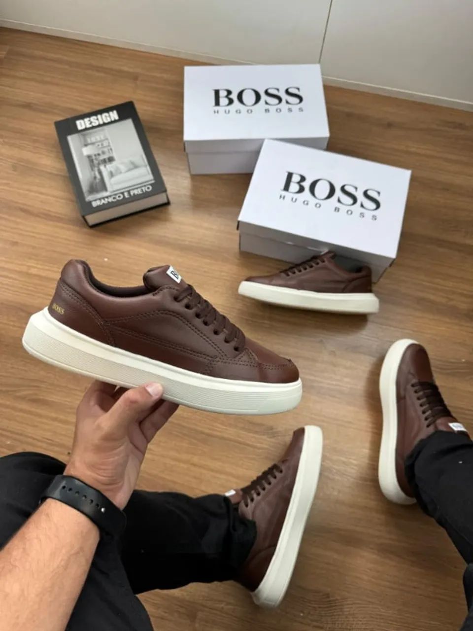 Sapatênis Hugo Boss Courino Marrom 
