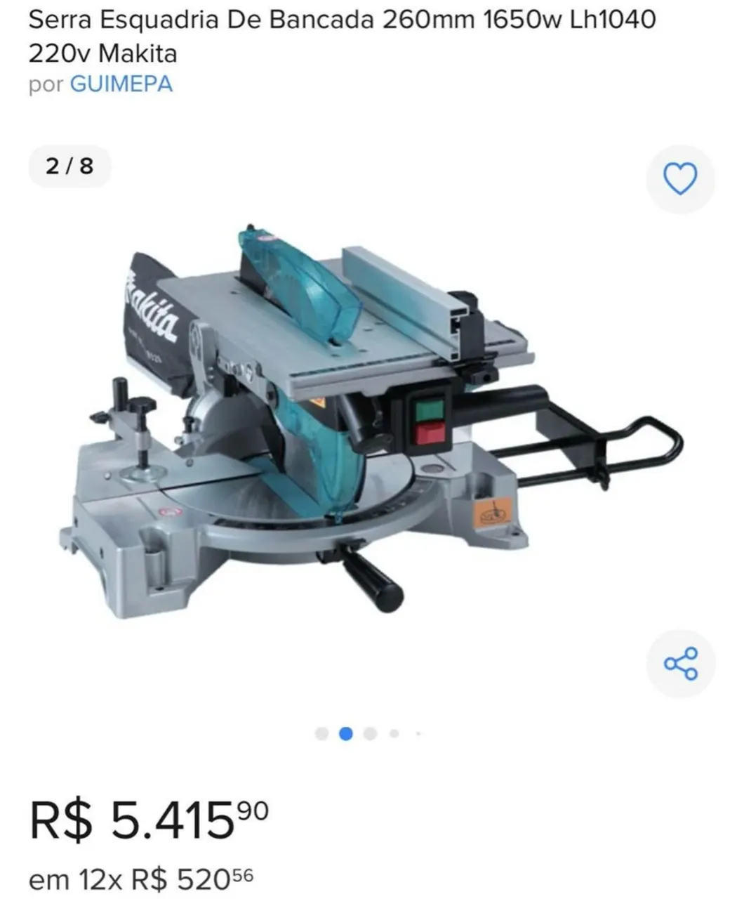 Serra Esquadria De Bancada 260mm 1650w Lh1040 220v Makita