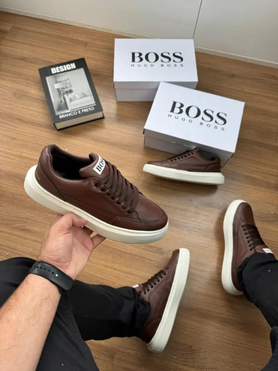 Sapatênis Hugo Boss Courino Marrom  - Foto 5