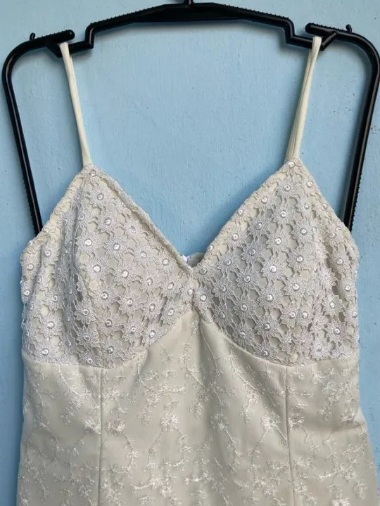 Vestido de Renda Branco, Tam P - Foto 2