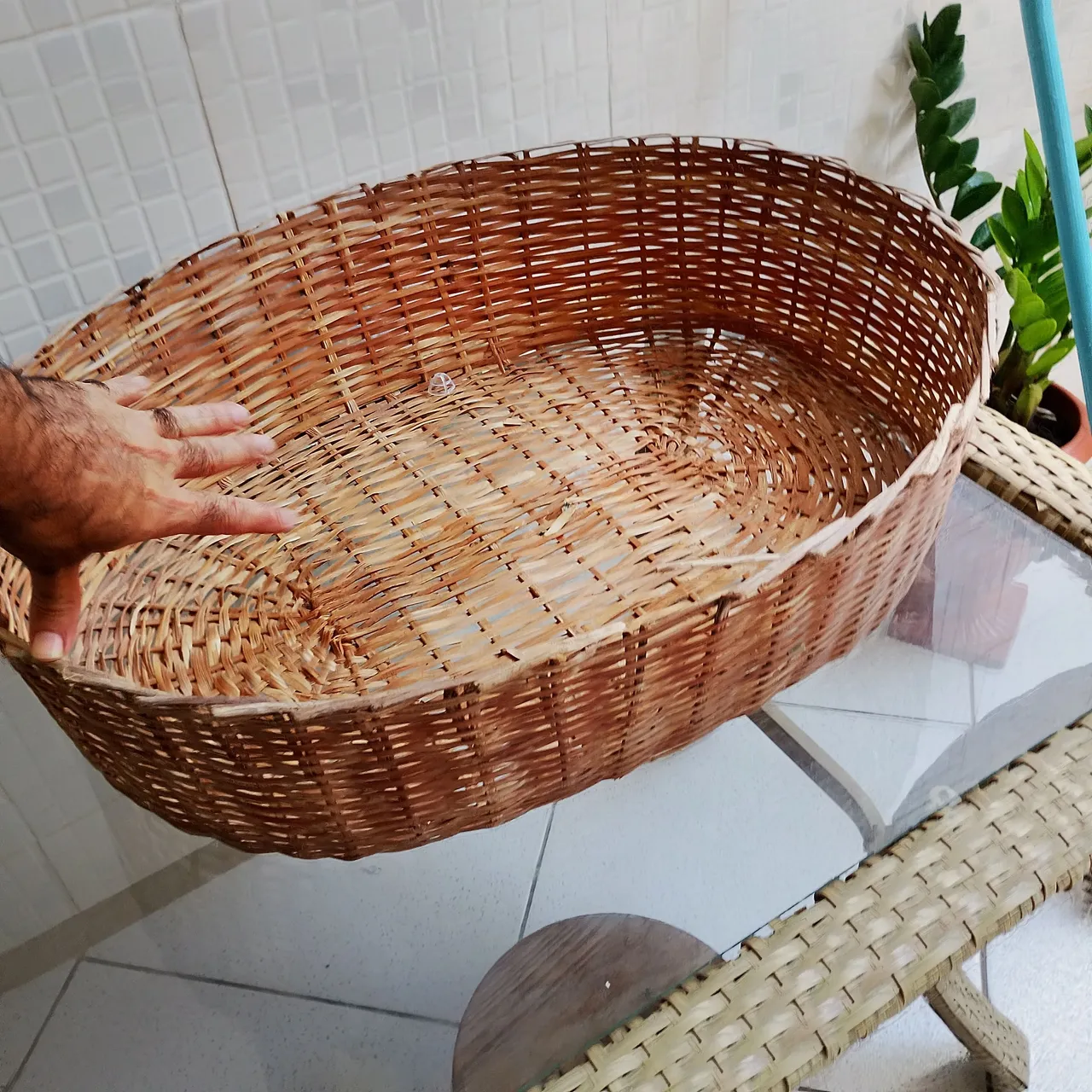 Cesta de Vime Oval Decorativa grande presente balaio de são João