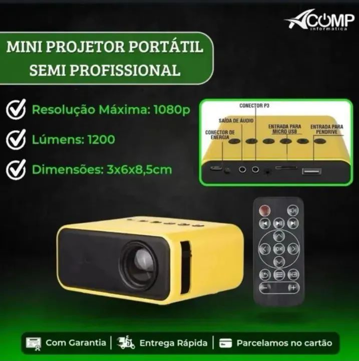 Projetor Portátil Semi Profissional 1080p 1200 Lúmens