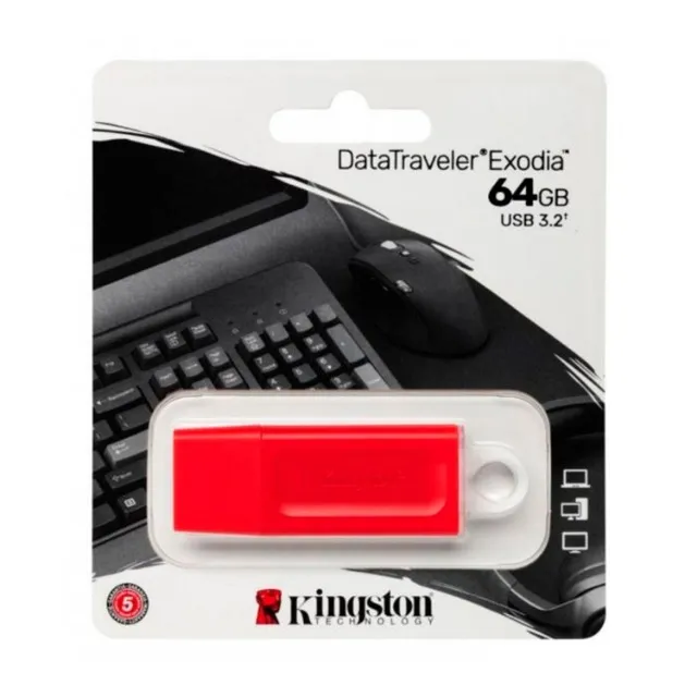 PEN DRIVE 64GB, Kingston Exodia, USB 3.2 - VERMELHO
