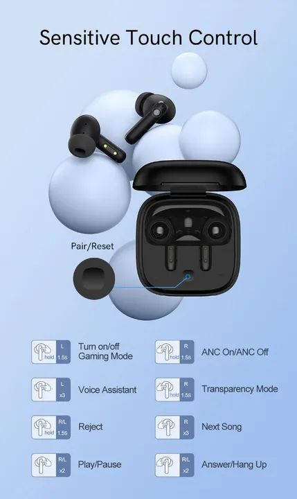 Fone Ouvido Qcy t13 C/ ANC Bluetooth 5.3, com Touch Control