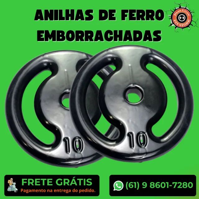 Anilhas 10KG Ferro Emborrachada - Foto 2