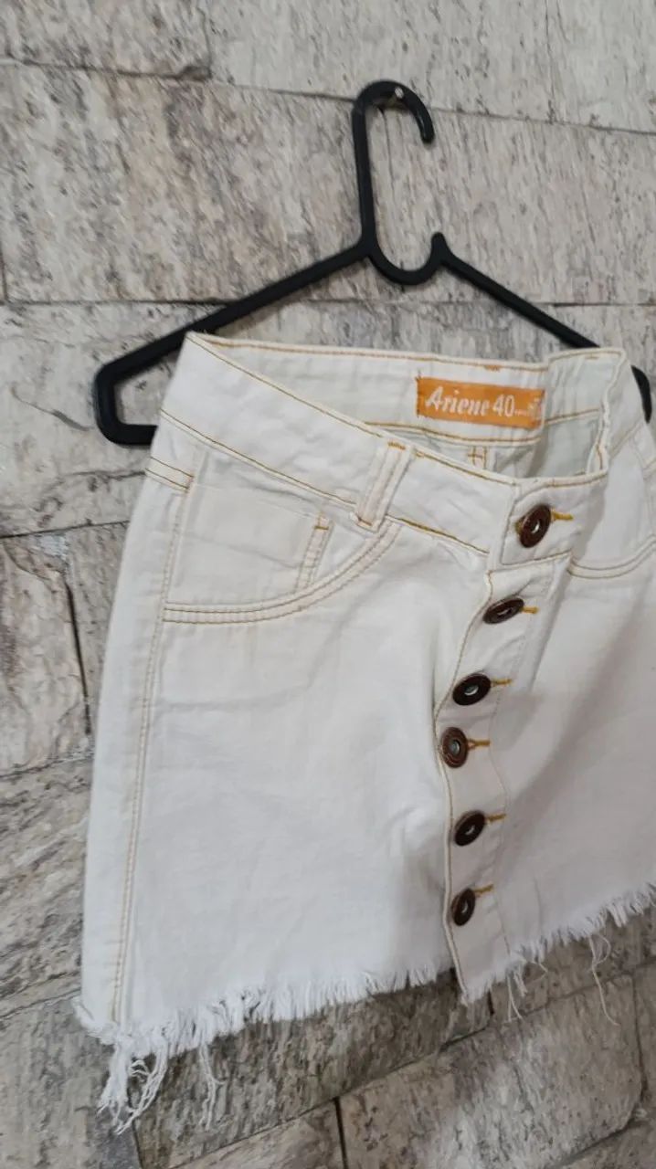 Saia Jeans Branco com Botões  - Foto 2