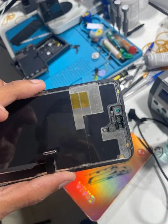 tela bateria iphone 12 13 14 pro max display frontal tampa vidro x xr xs max 7 8 plus  - Foto 2