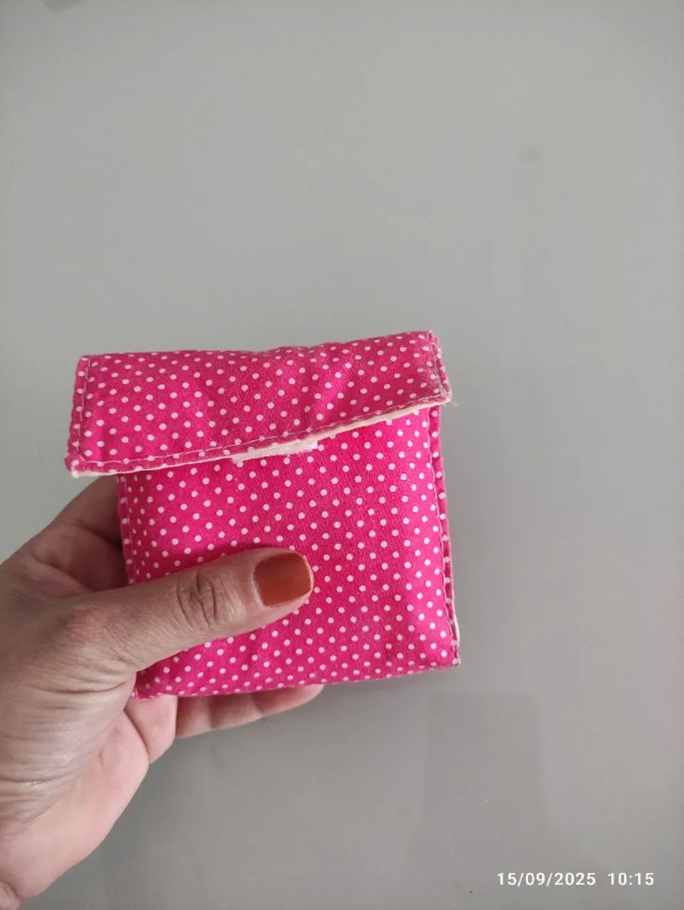 Porta absorventes tecido poá rosa