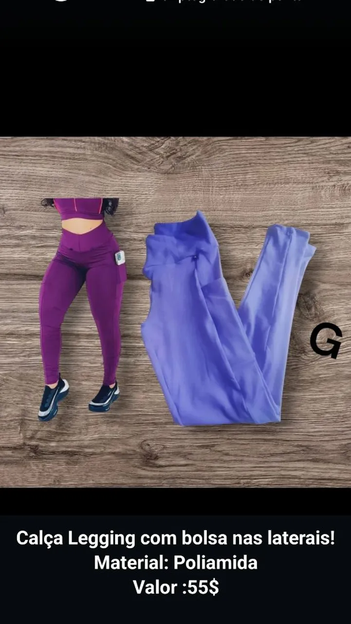 Calça Legging com Bolsa Lateral - Poliamida - R$ 55