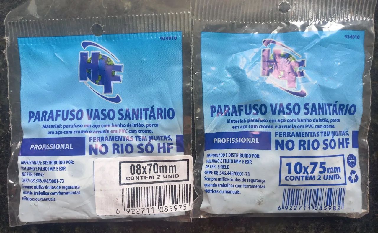 PARAFUSO P/ FIXAÇÃO VASO SANITÁRIO E LAVATÓRIO COM BUCHA 10MM e 08MM