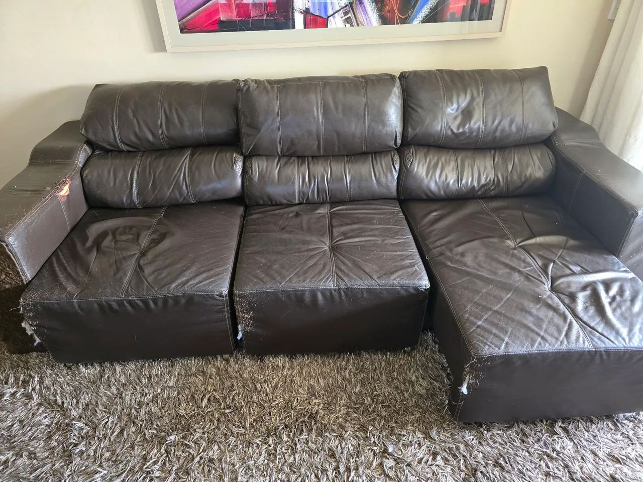 Genuine Leather Reclining and Retractable Sofa65746288373122120
