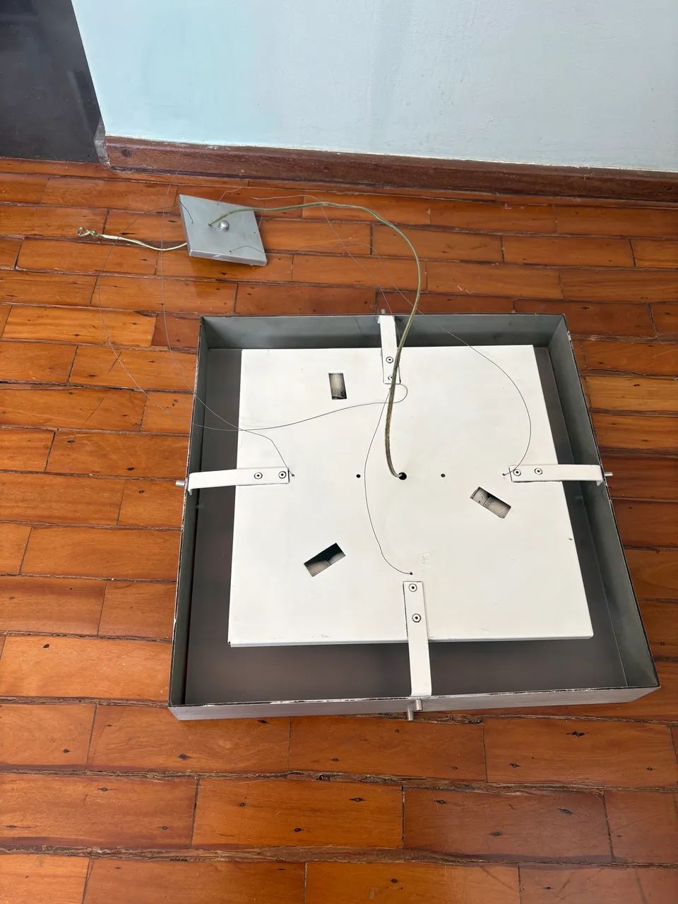Luminária quadrada vidro alumínio teto suspensa grande - Foto 2