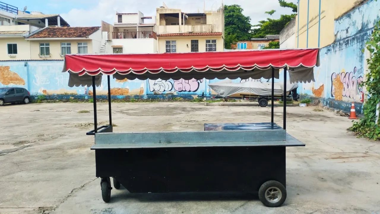 Carrinho de lanche com toldo