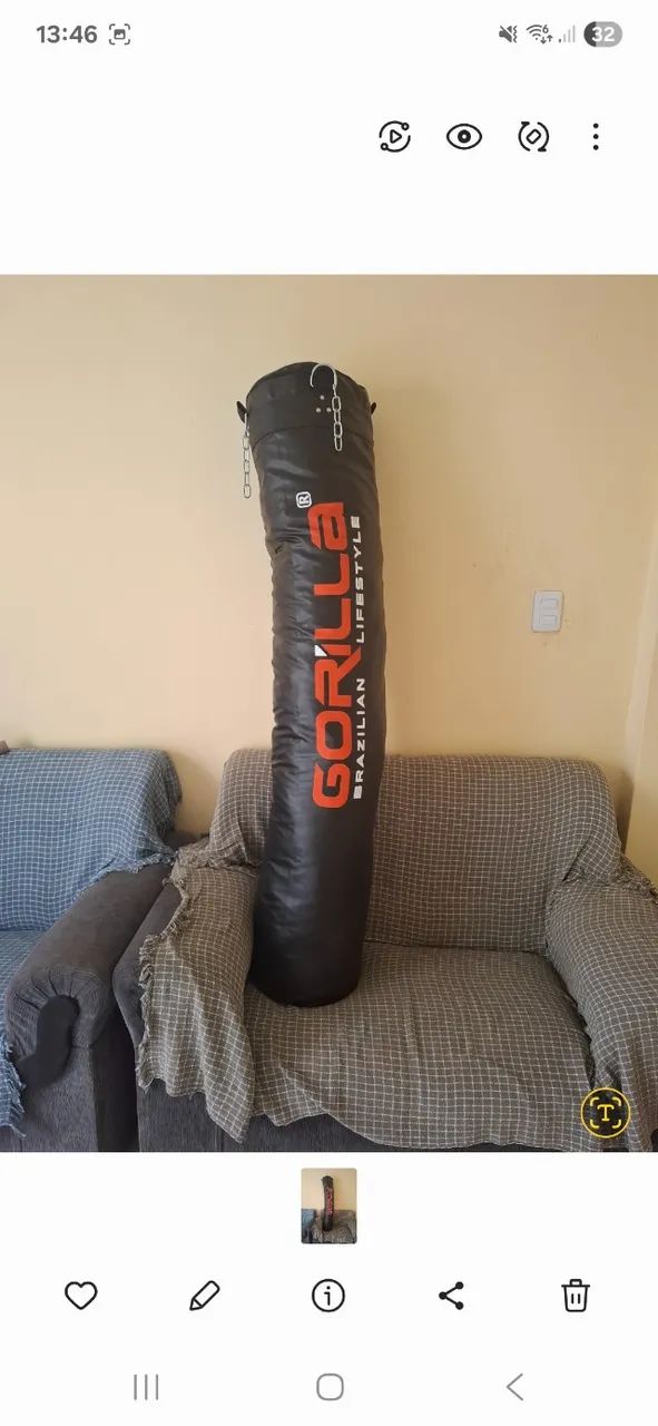 Saco de pancada gorilla já cheio, novo! 1,60m - Foto 6