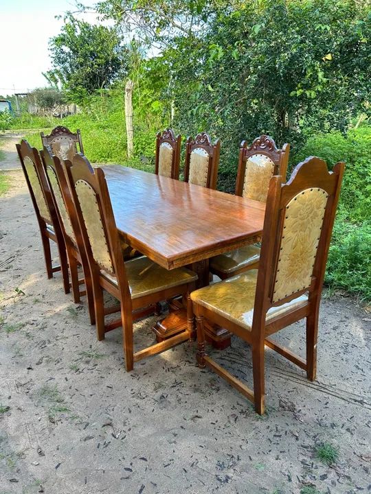 Conjunto de Mesa de Jantar em Madeira Maciça - Foto 5