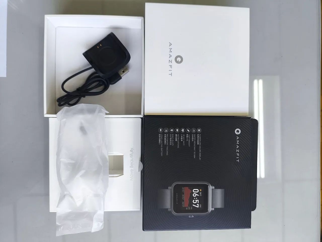 CARREGADOR e caixa do Smartwatch Amazfit BIP S