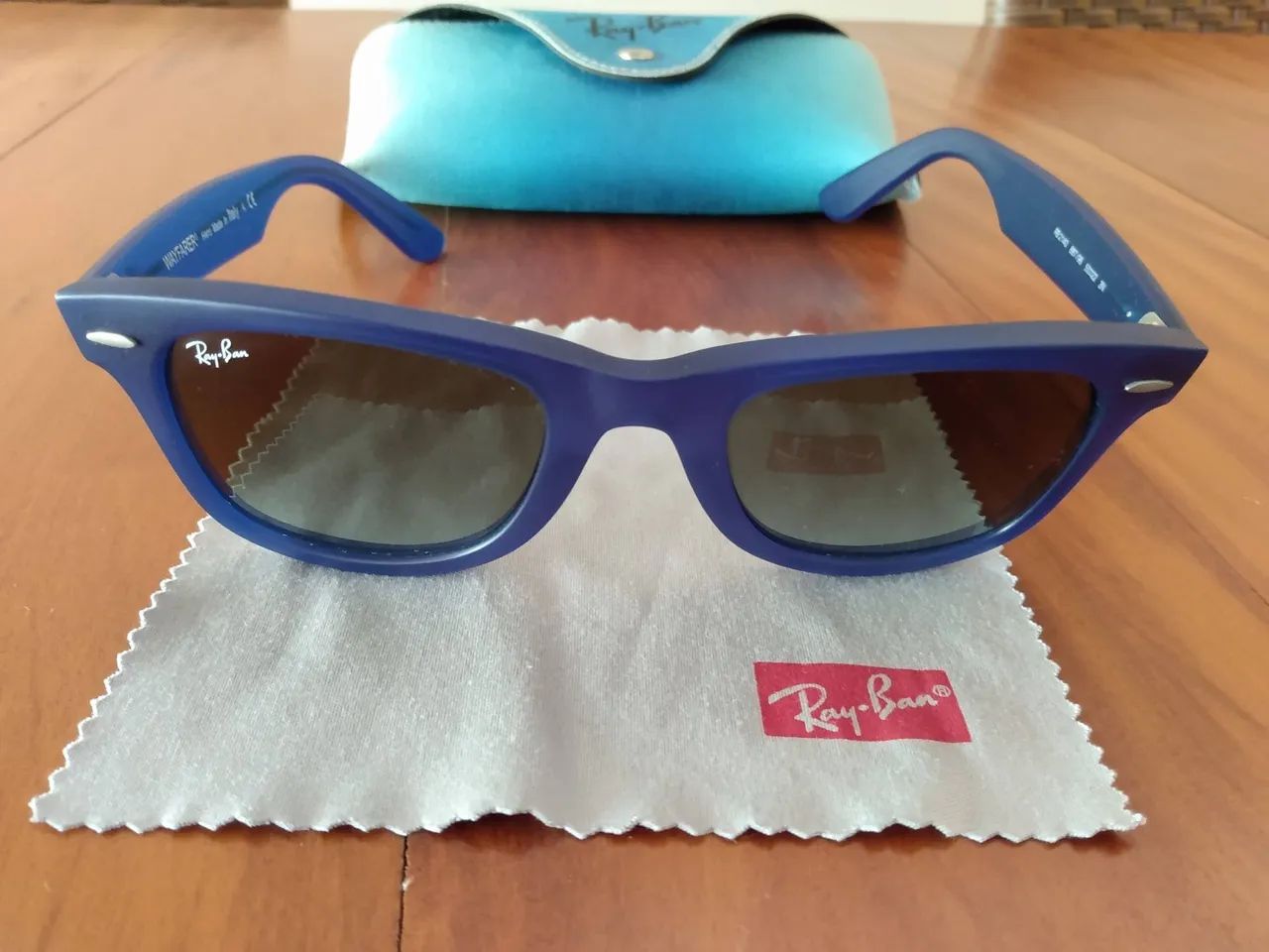 Óculos de Sol Ray-Ban Wayfarer  Azul - Original e com Case - Foto 5