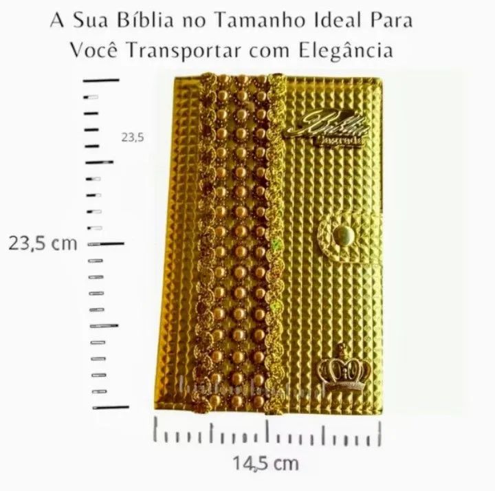 Kit Bíblia Sagrada Dourada com Caneta - Foto 5