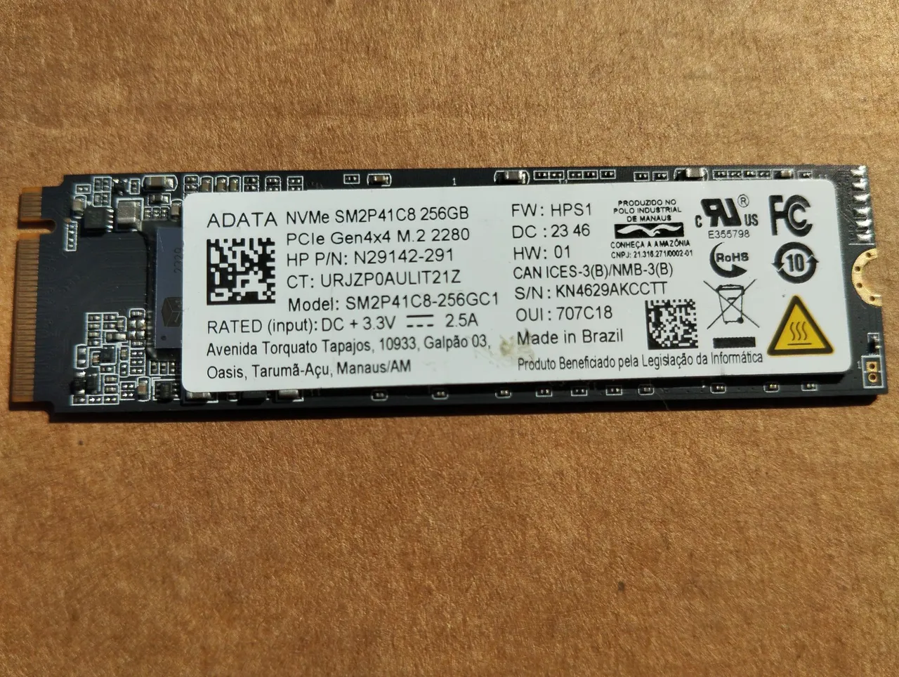 SSD ADATA NVMe 256GB PCIe Gen4x4 M.2 2280 - Novo