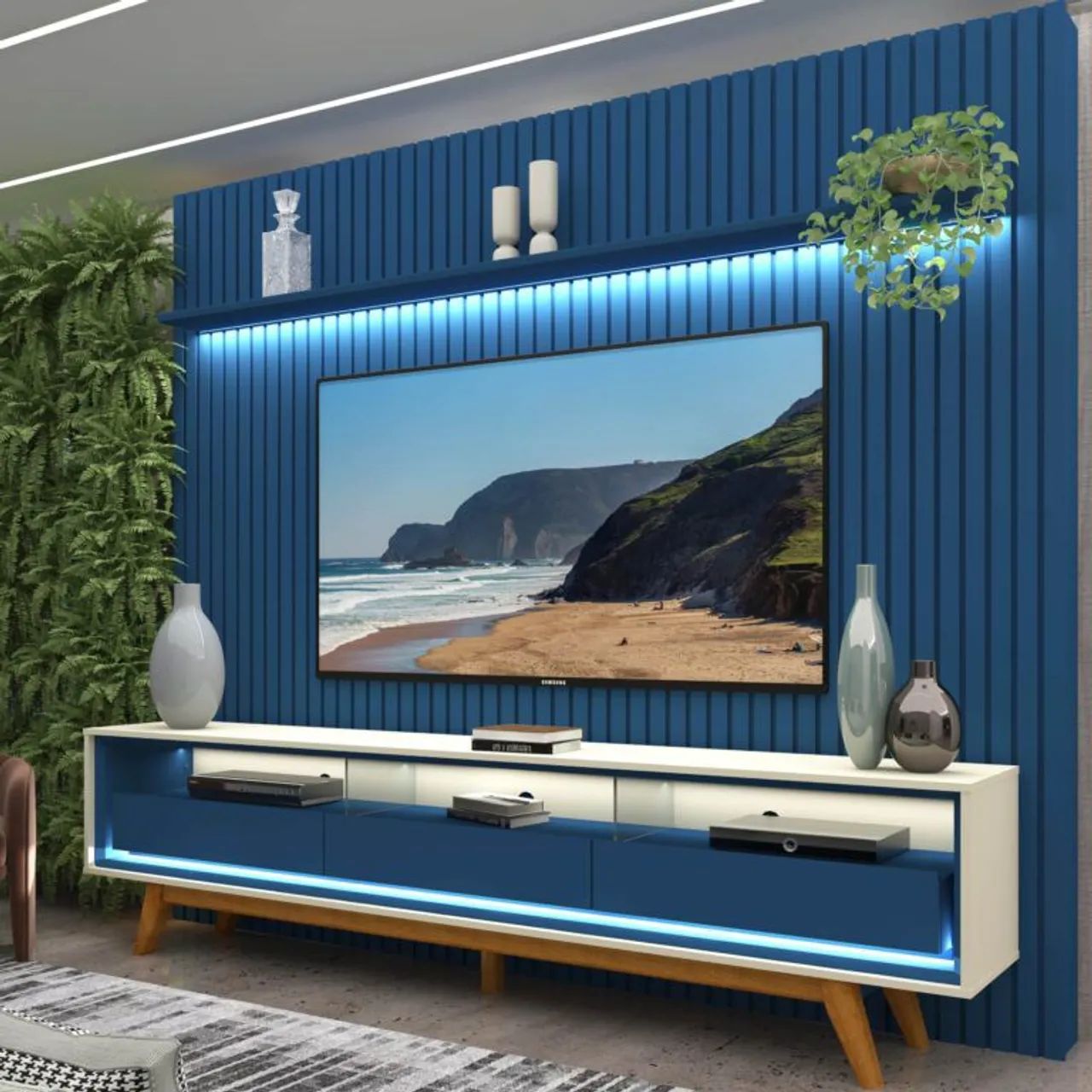 PAINEL RIPADO AUTÊNTICO E RACK C/LED E SOFISTICAÇÃO SURPREENDA-SE!!UEUTTI - Foto 2