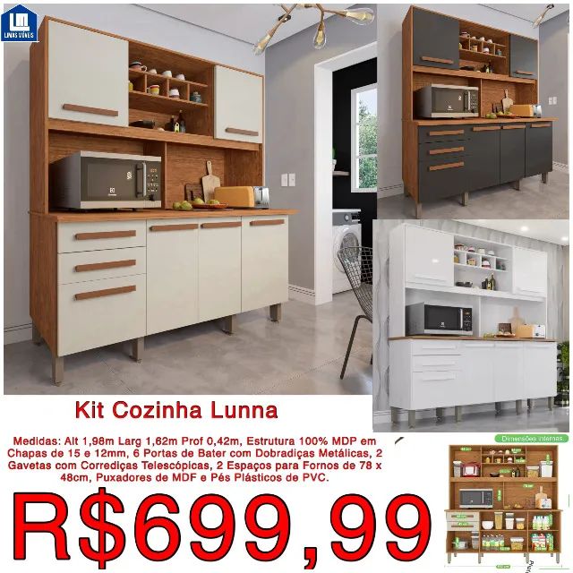Armários de Cozinha Isabela, Preço de Fábrica, Frete Grátis, Cartão 12x! - Foto 5