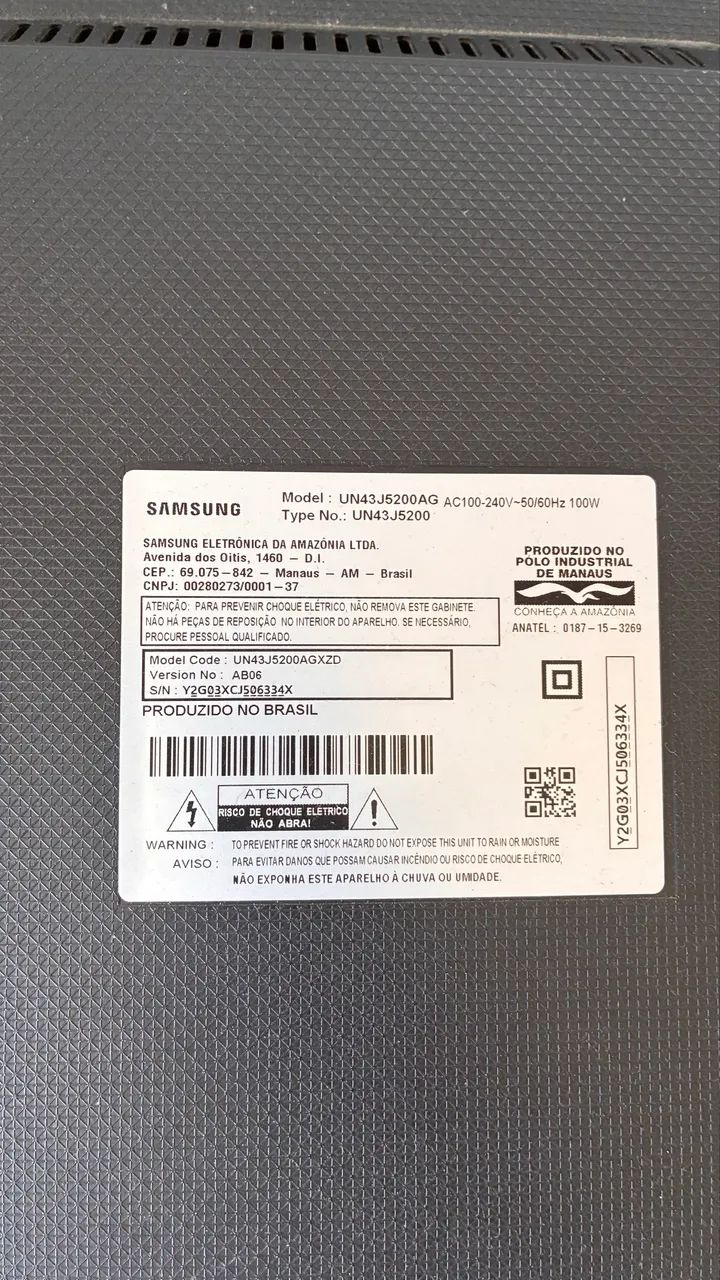 Smartv Samsung 43  para retirada de peças.