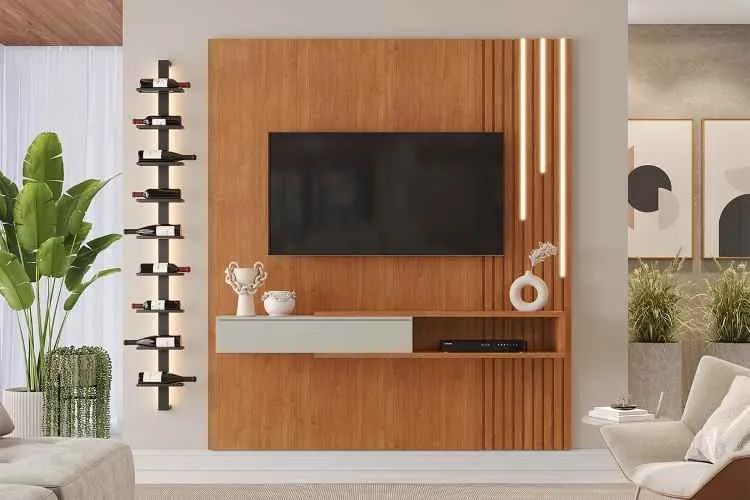 Painel Ripado  182 com Nicho e LED Cascata s6