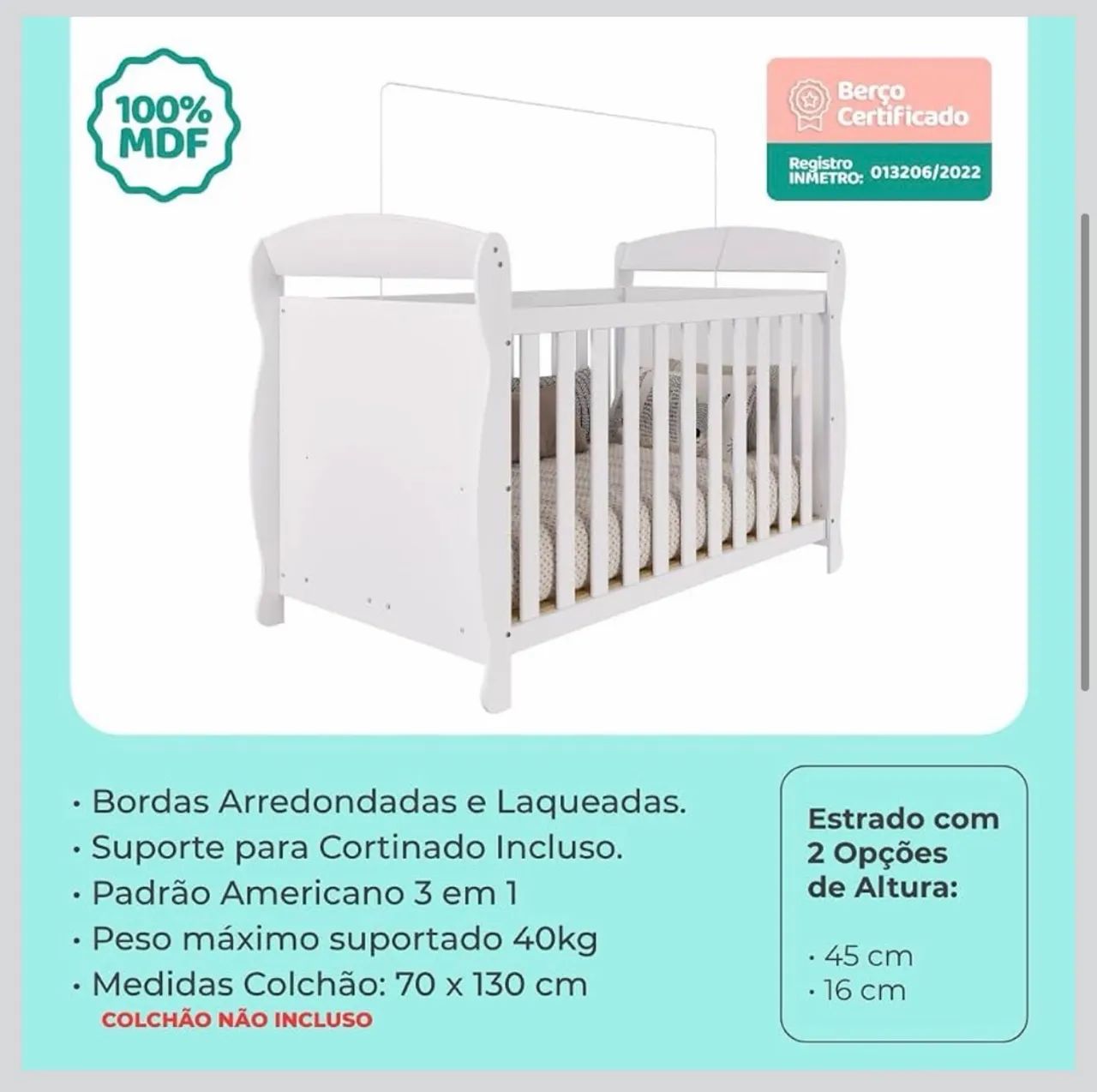 Berço 3 em 1 - Branco 
