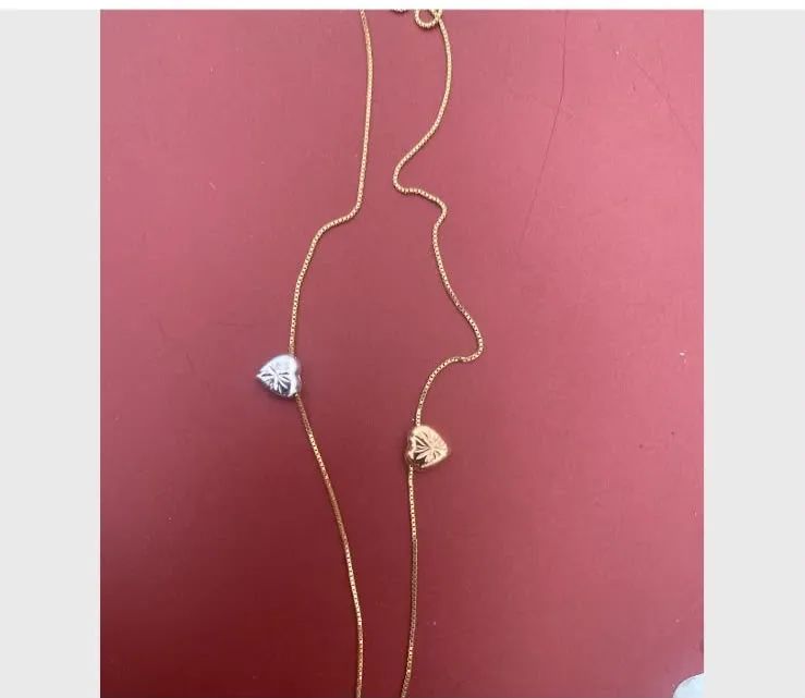 Corrente Feminina Ouro 18K com Dois Corações 