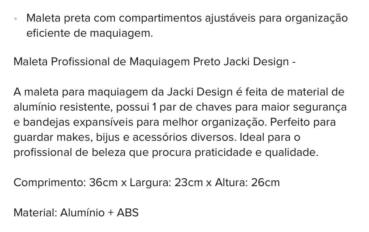 Maleta Profissional De Maquiagem Preto Jacki Design  - Foto 6