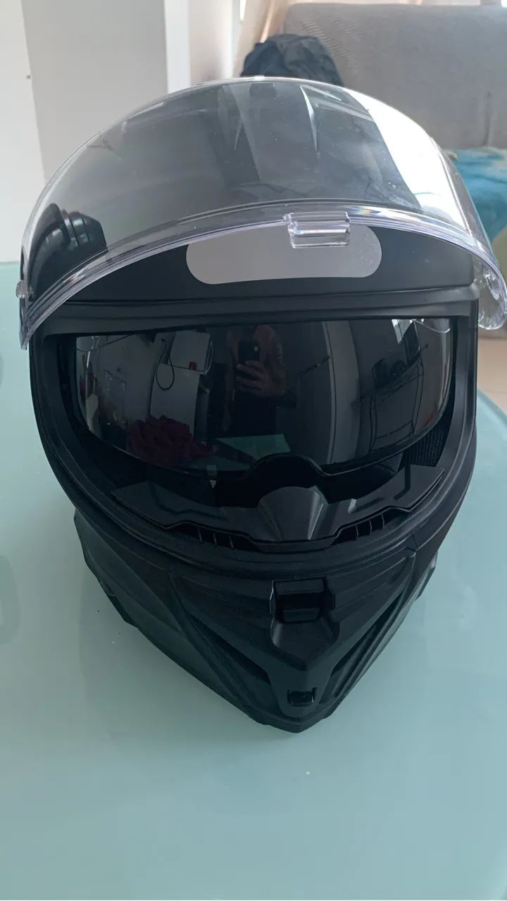 OS MAX-60FGR BLACK HEAD 中古 Capacete Texx Preto Fosco Solid Kaiman C/óculos - Peças para motos