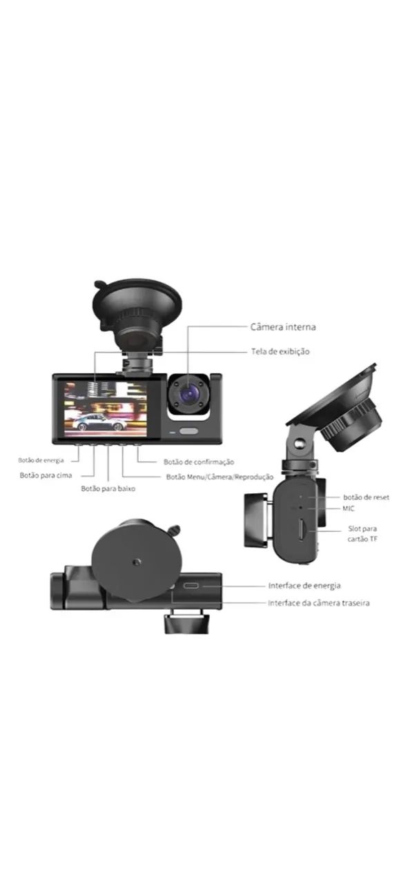 CÂMERA VEICULAR HD 3 CANAIS COM SD 32G - Foto 2