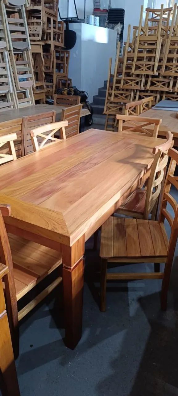 Mesa com 6 cadeiras de madeira 1.60x80 no Pix nova e a pronta entrega - Foto 4