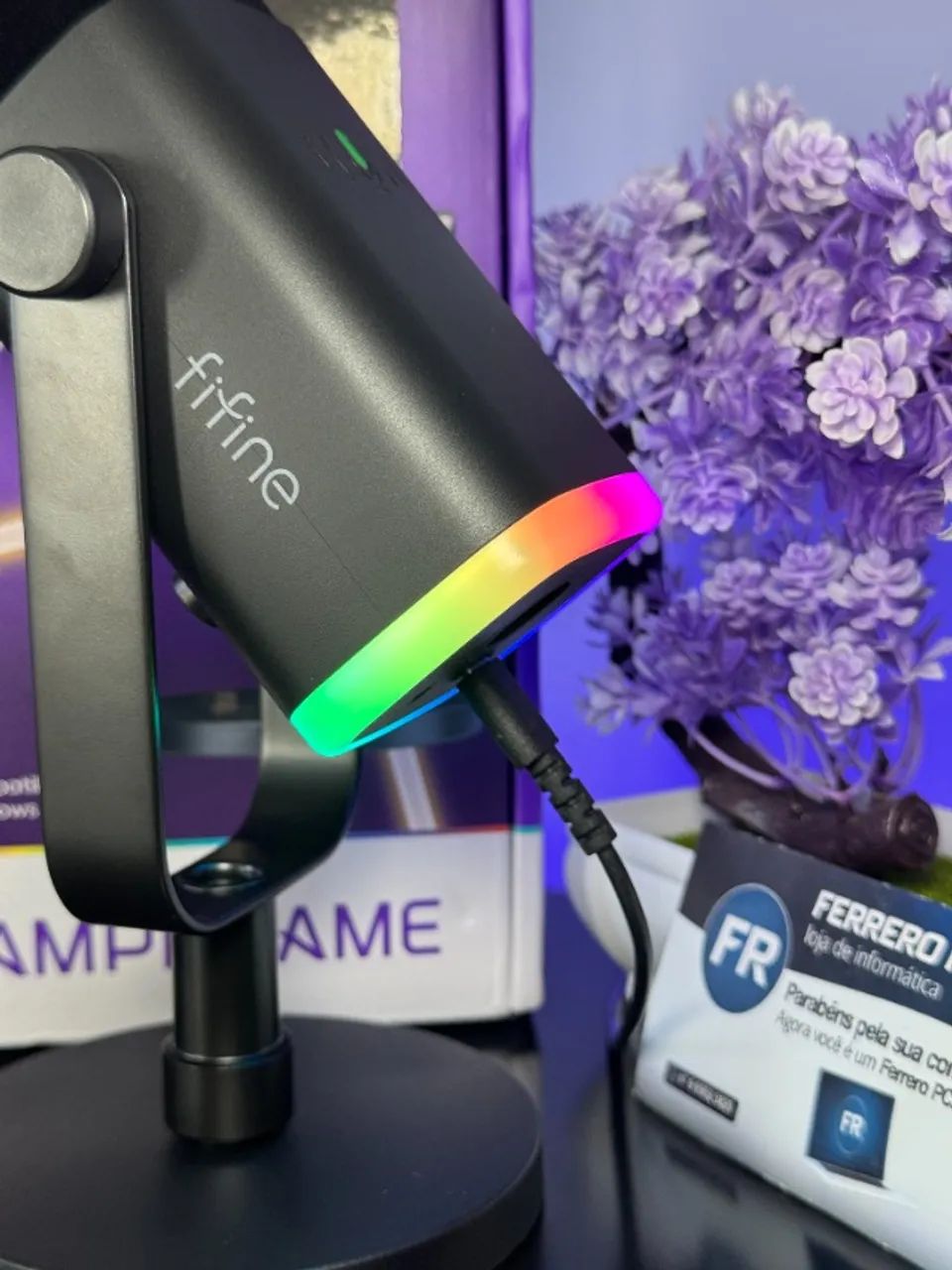 Fifine AM8 Microfone Dinâmico Cardioide RGB - Preto - Foto 3