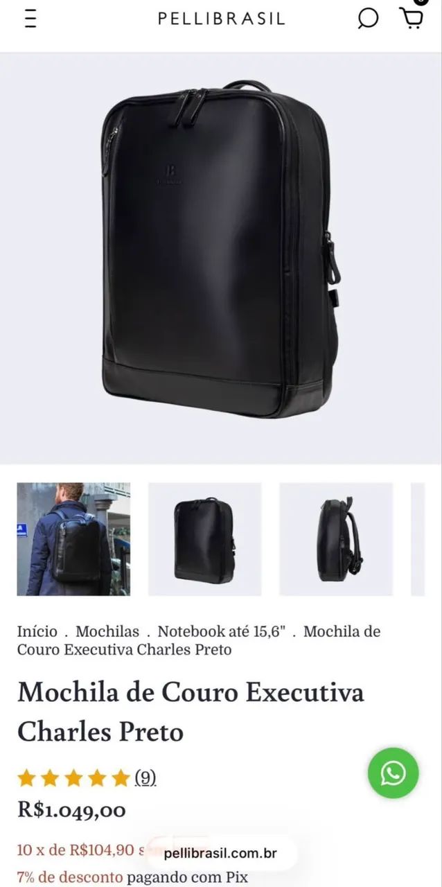 Mochila de couro executiva Charles preto  - Foto 5