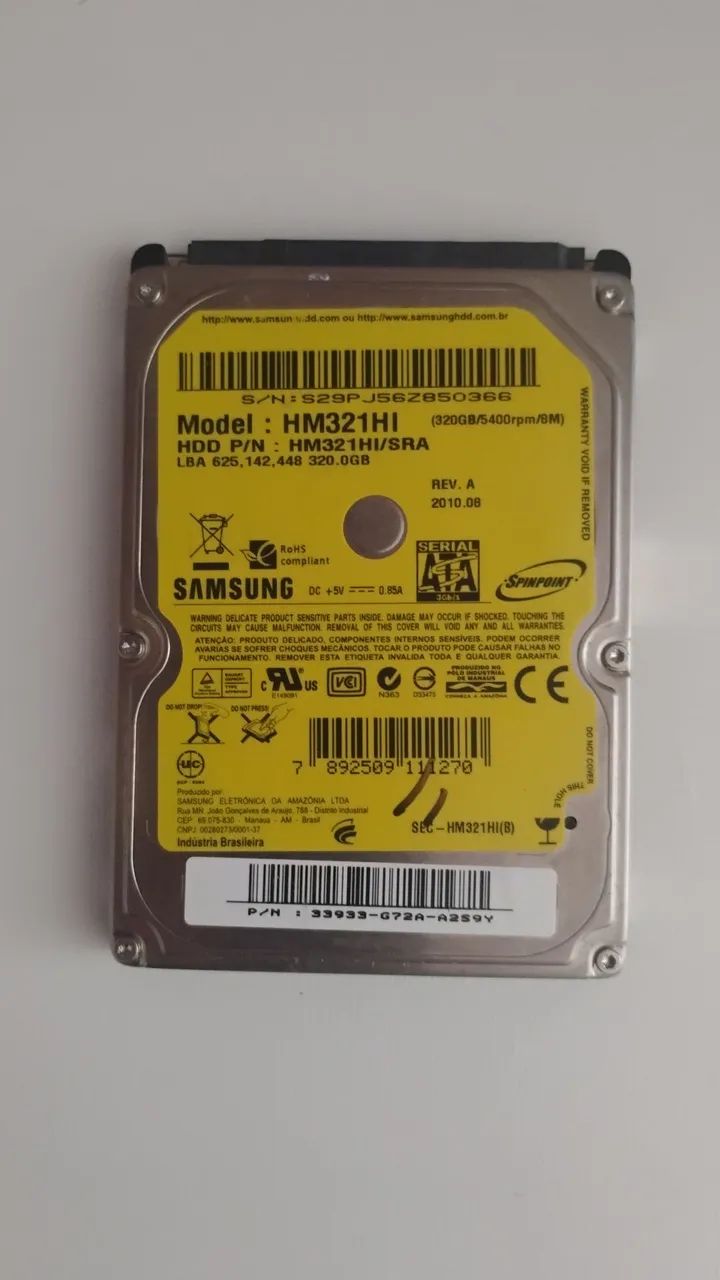HD notebook 320 GB Samsung 