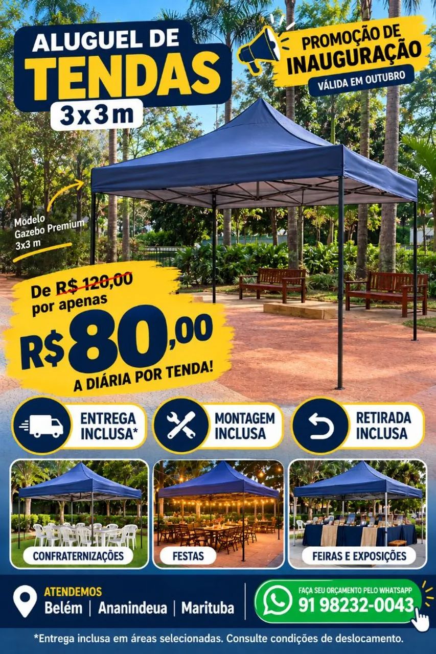 Aluguel de Tendas 3x3 Premium 