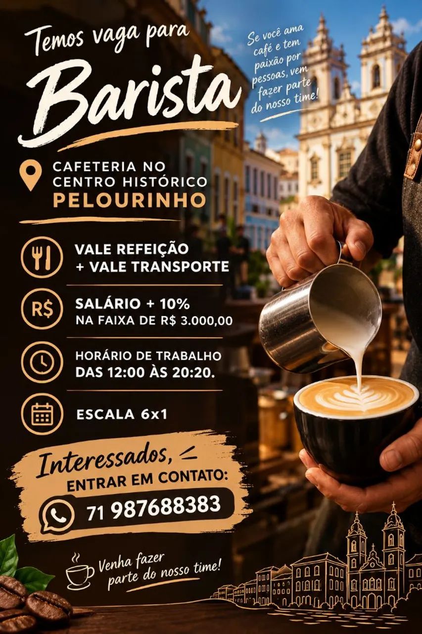 Vaga Atendente e Barista 