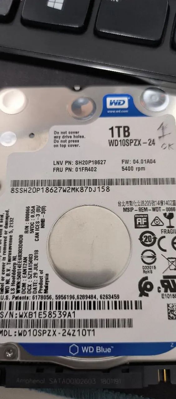 HD para notebook 1TB WD
