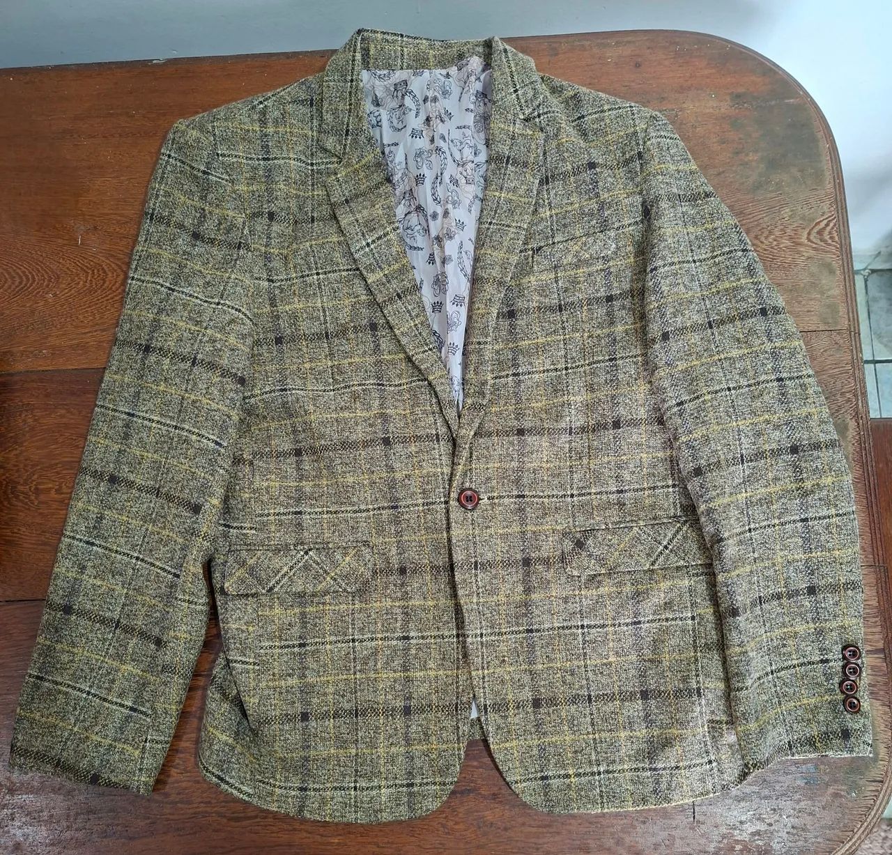 Terno Palitó Blazer Bege Xadrez (Novo)