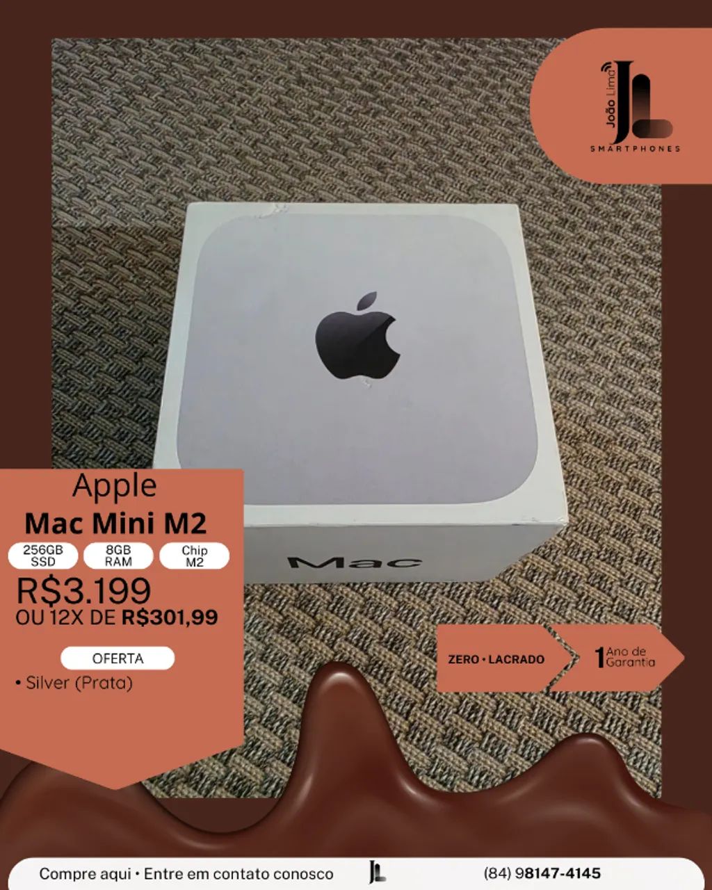 APPLE MAC MINI M2, 256GB, 8GB RAM, SILVER(PRATA), LACRADO
