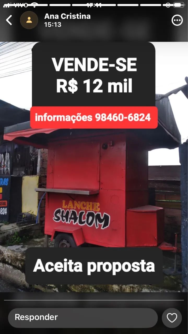 Vendo carro trailer lanche 