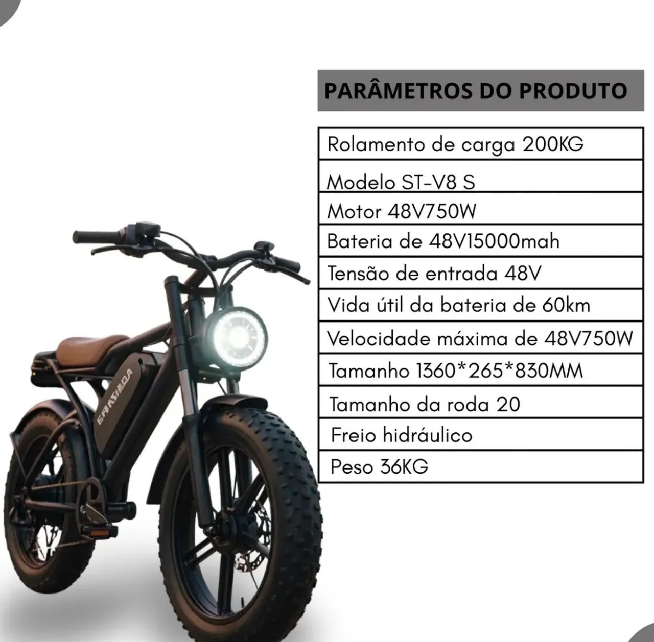 Bicicleta Elétrica 750W - Foto 2