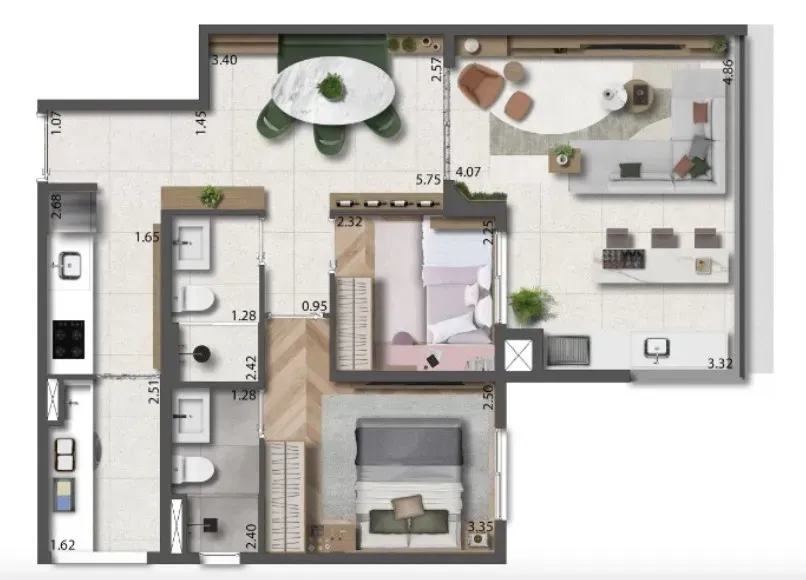 PLANTA 67m²