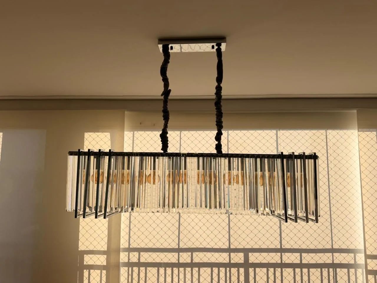 Lustre retangular de cristal 1,20 m