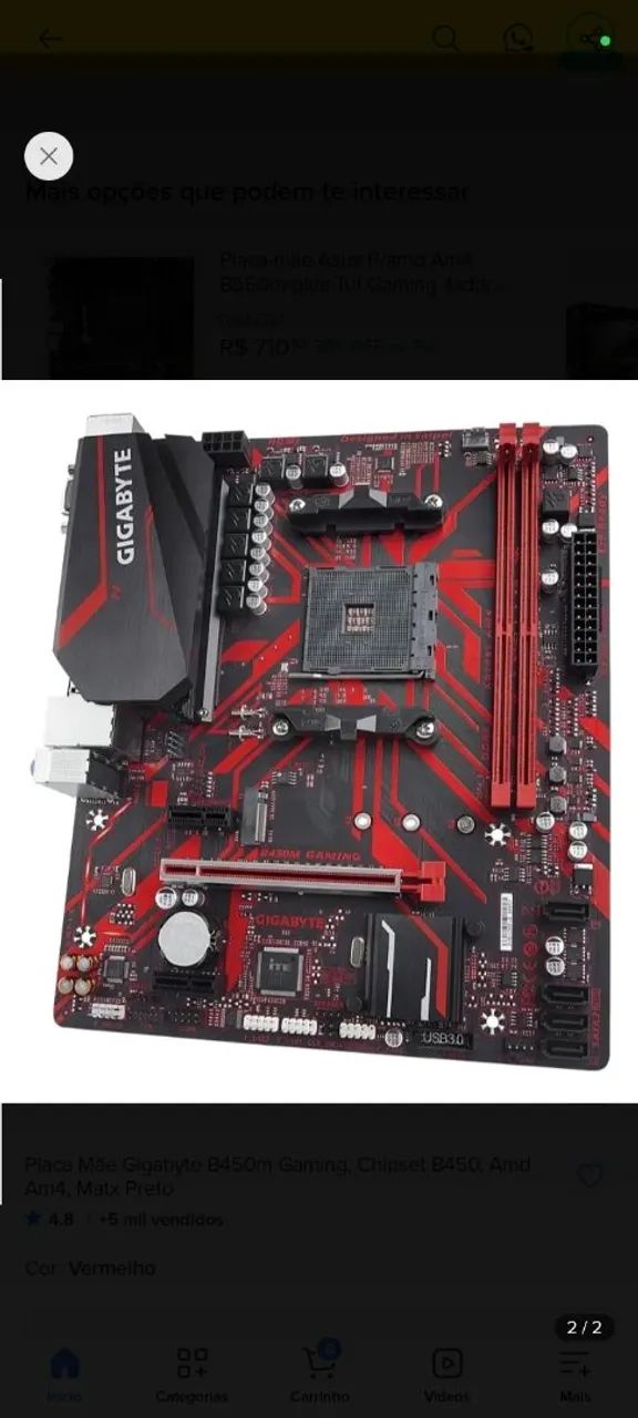 Placa mãe gigabyte 450m gaming + ASUS B450 DDR 4 Raízen  - Foto 3